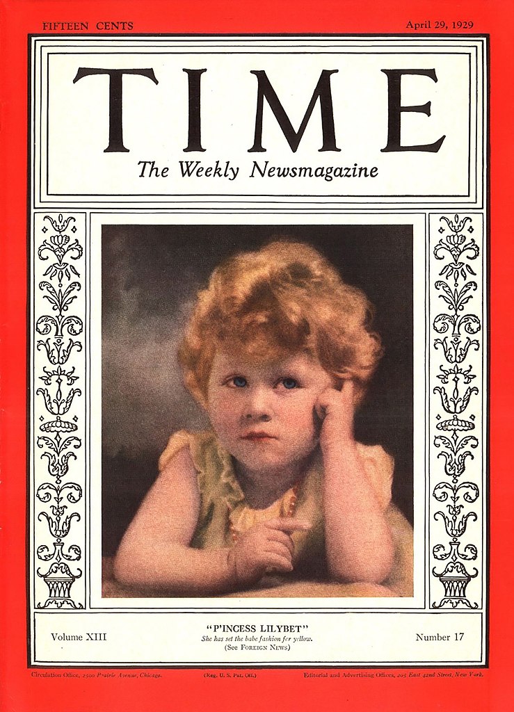 Trzyletnia Elżbieta na okładce magazynu Time (domena publiczna).