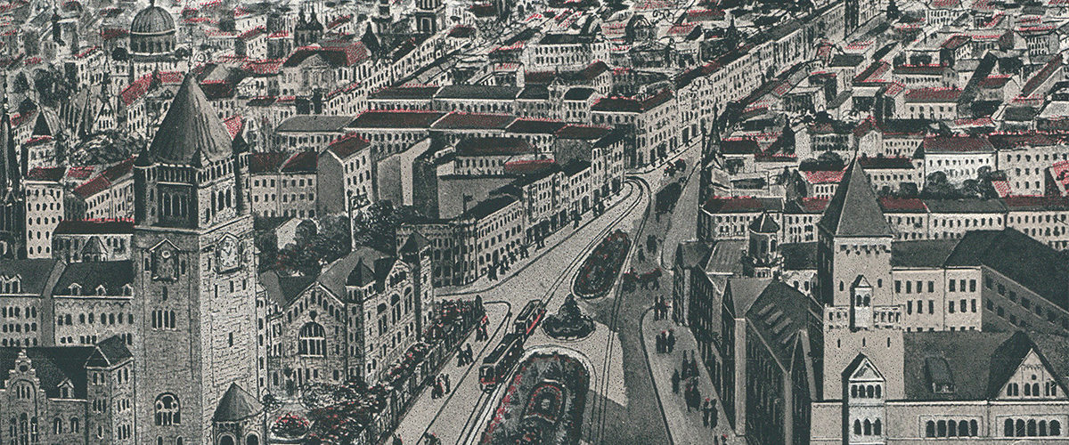 Widok ogólny Poznania. Pocztówka sprzed 1920 roku