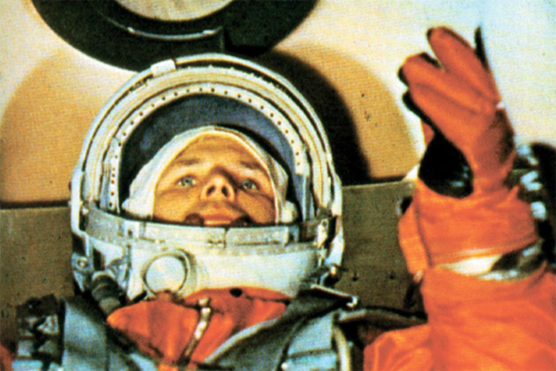 Jurij Gagarin bezpośrednio przed startem Wostok-1.