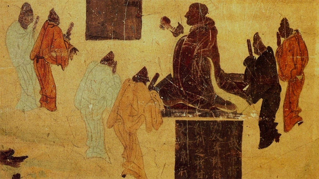 Malowidło ścienne z VIII wieku wyobrażające cesarza Han Wudi