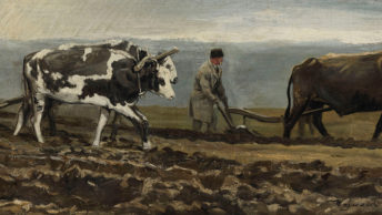 Jesienna orka. Obraz XIX-wieczny.