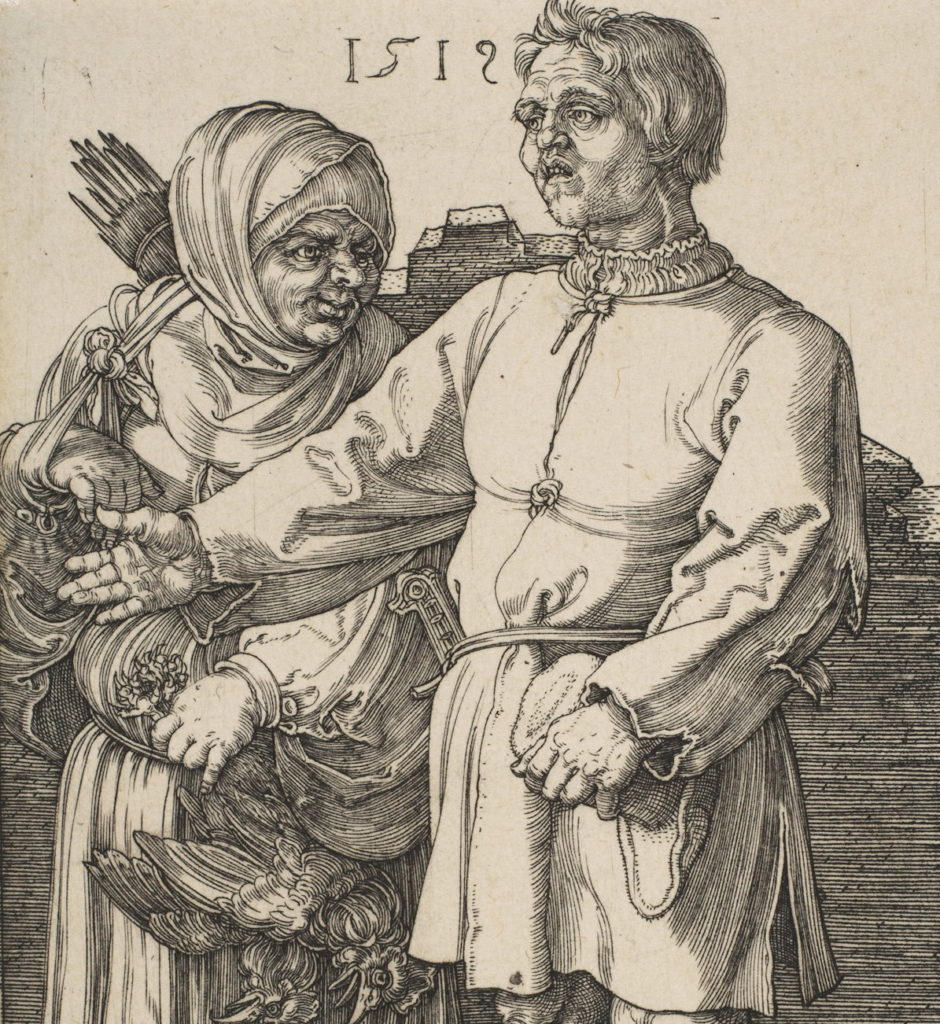 Nowożytni chłopi na rysunku Albrechta Dürera (domena publiczna).