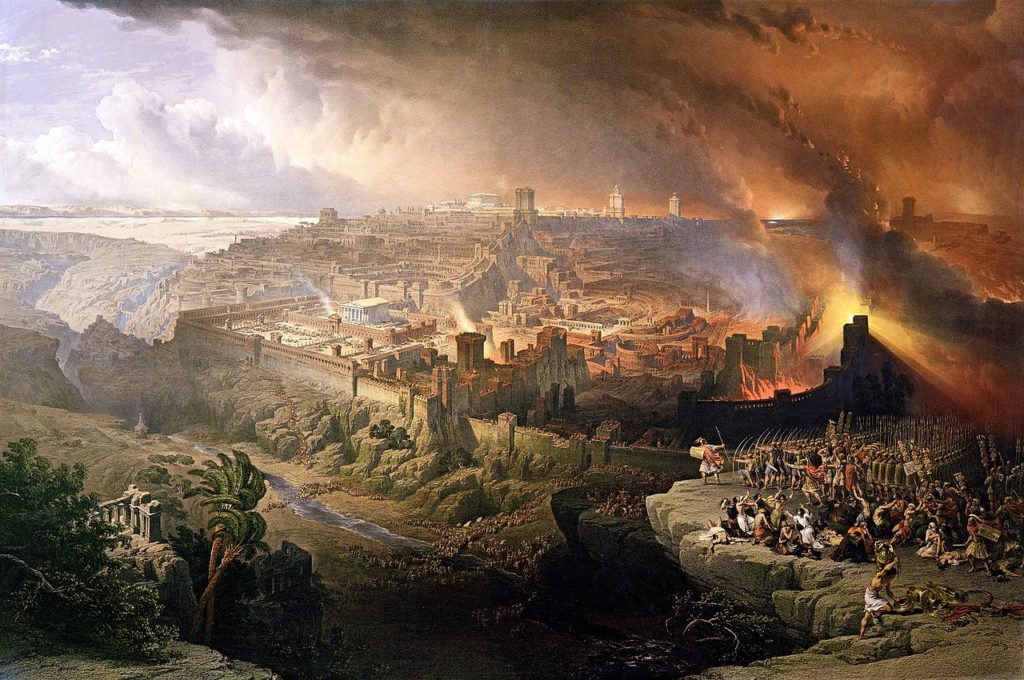 Oblężenie i zniszczenie Jerozolimy. Obraz Davida Robertsa (domena publiczna).