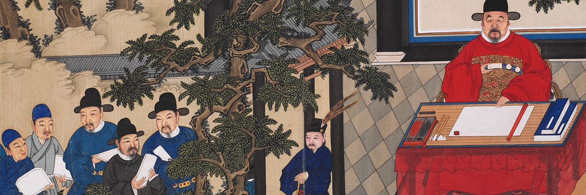 Kariera na dworze Cesarstwa Chin. Malowidło z początku XVII wieku.