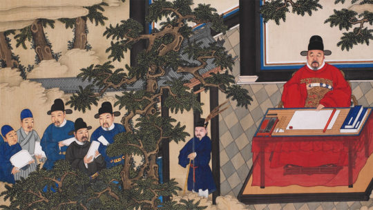 Kariera na dworze Cesarstwa Chin. Malowidło z początku XVII wieku.