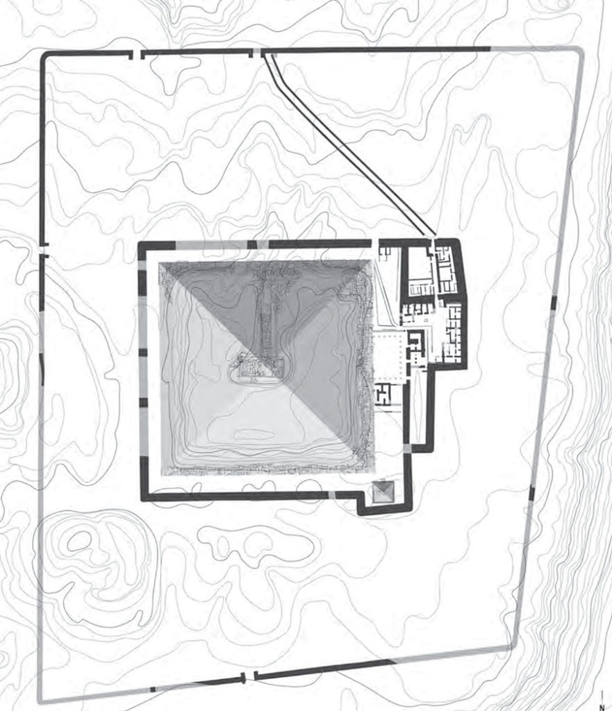 Plan pierwotnego kompleksu piramidy faraona Dżedefre.