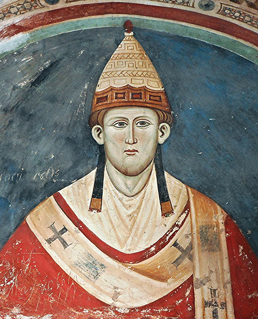 XIII-wieczne fresk przedstawiający Innocentego III (domena publiczna).