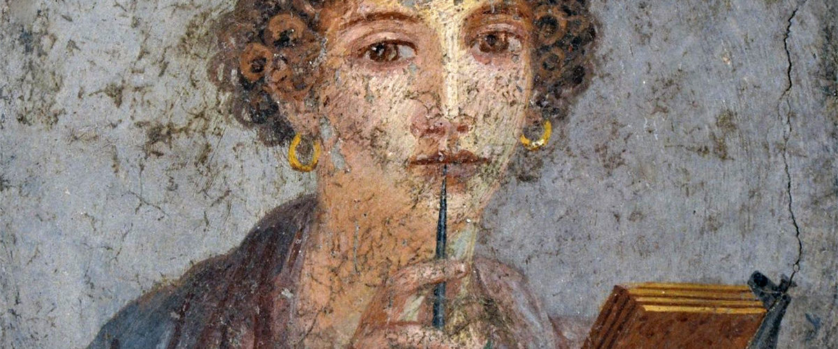 Kobieta z rysikiem. Malowidło ścienne z Pompejów.