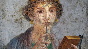 Kobieta z rysikiem. Malowidło ścienne z Pompejów.