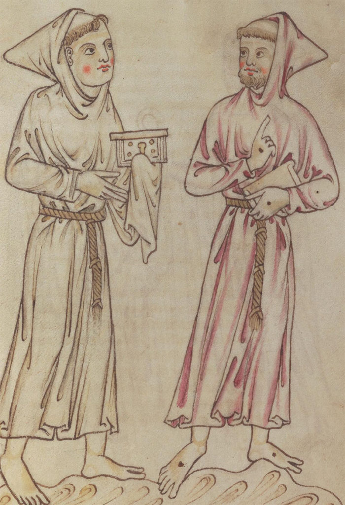 Ludzie średniowiecza. iluminacja z kodeksu z XIII wieku.