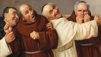 Czterej mnisi. XIX-wieczny obraz Claudia Rinaldiego.