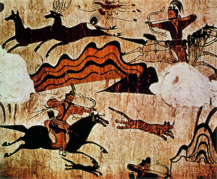 Starożytny fresk przedstawiający jeźdźców z Goguryeo (domena publiczna).