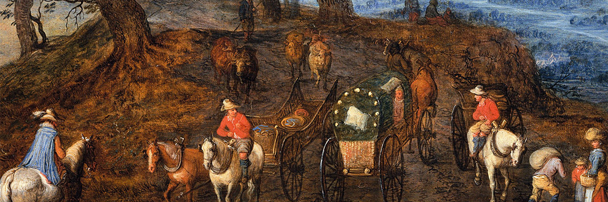 Podróżni w drodze. XVI-wieczny obraz Jana Breughela.