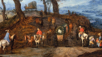 Podróżni w drodze. XVI-wieczny obraz Jana Breughela.