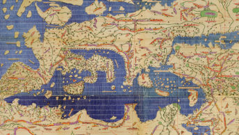 Rekonstrukcja XII-wiecznej mapy Europy z tzw. Tabula Rogeriana.