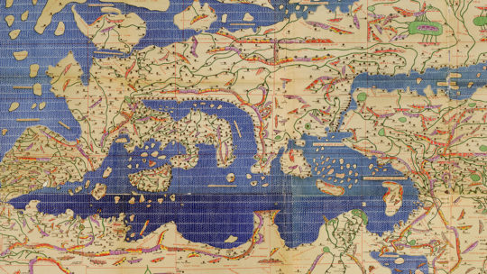 Rekonstrukcja XII-wiecznej mapy Europy z tzw. Tabula Rogeriana.