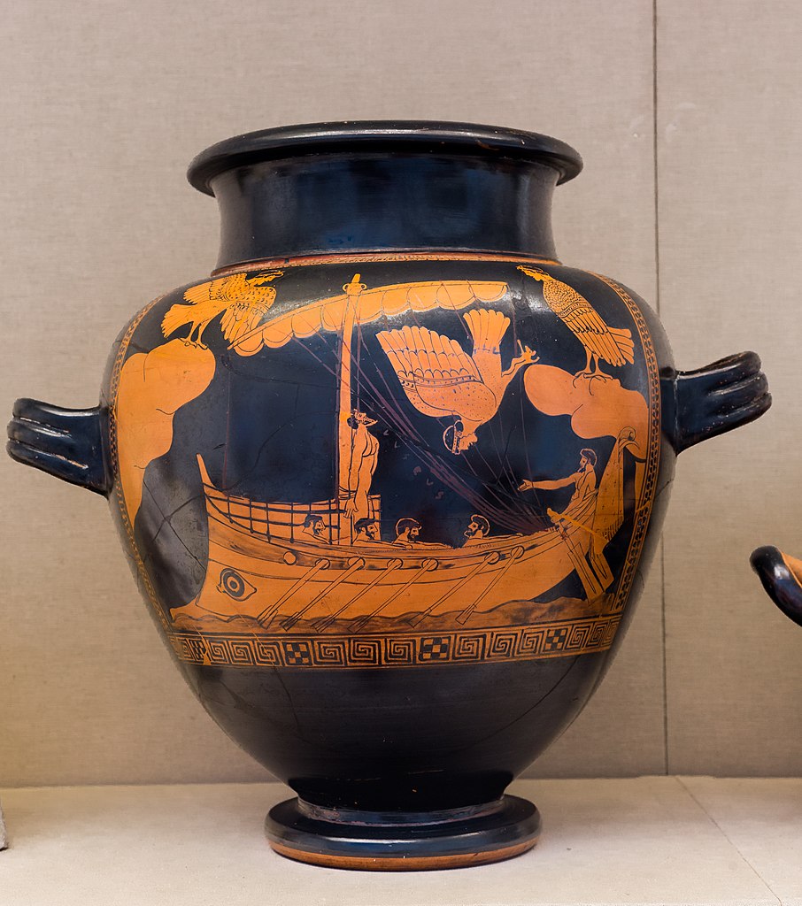 Starożytna grecka amfora z wyobrażeniem Odyseusza i syren (ArchaiOptix/CC BY-SA 4.0).