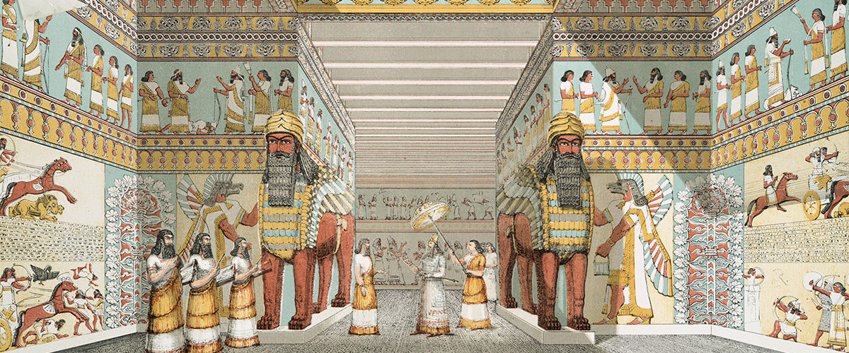 Asyryjski pałac w wyobrażeniu XIX-wiecznego artysty.