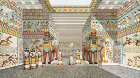 Asyryjski pałac w wyobrażeniu XIX-wiecznego artysty.