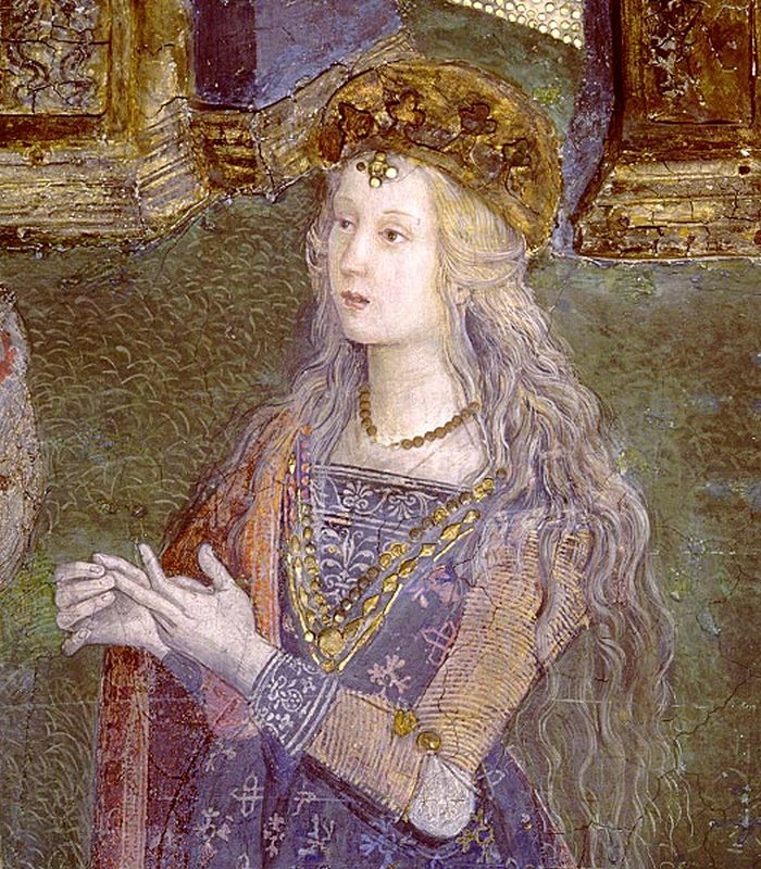 Nastoletnia Lukrecja Borgia przedstawiona jako święta Katarzyna (Pinturicchio/domena publiczna).