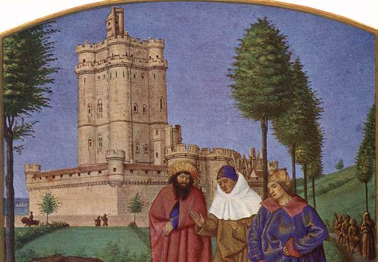 Rezydencja francuskich królów pod Paryżem. Zamek Vincennes na iluminacji z połowy XV wieku (domena publiczna).