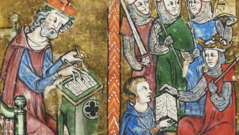 Pisanie i czytanie na francuskiej miniaturze z XIV wieku