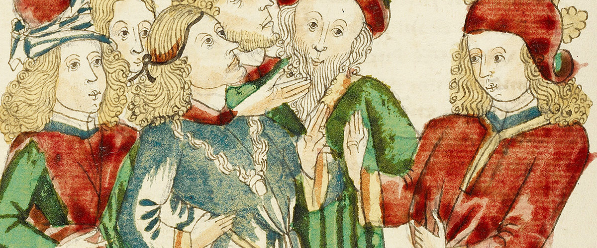 Średniowieczni możni. Miniatura z XV wieku.