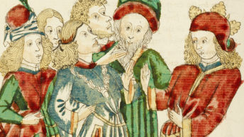 Średniowieczni możni. Miniatura z XV wieku.