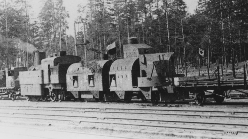 Polski pociąg pancerny Śmiały na fotografii z 1920 roku.