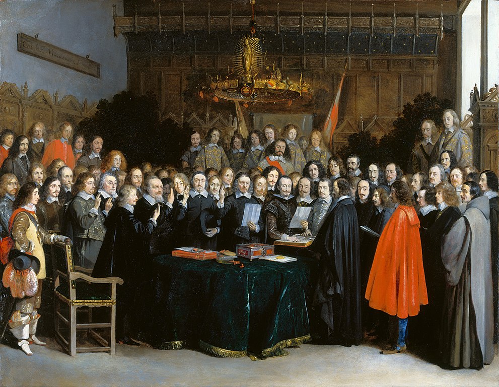 Pospisanie traktatu pokojowego w Münster między Habsburgami i Francją (Gerard ter Borch/domena publiczna).