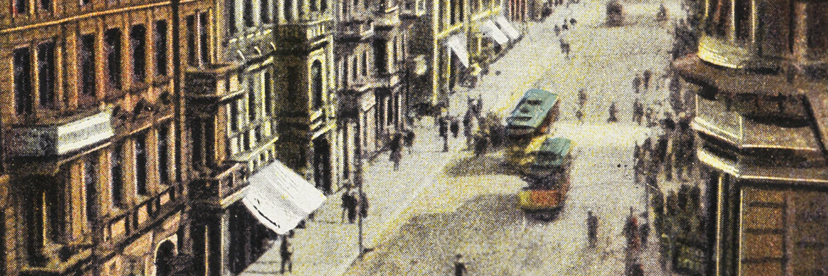Ulica Piotrkowska w Łodzi. Rok 1920.
