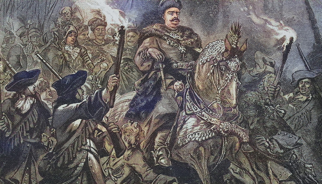 Jan III Sobieski wyrusza pod Wiedeń. Grafika XIX-wieczna