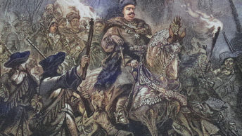 Jan III Sobieski wyrusza pod Wiedeń. Grafika XIX-wieczna