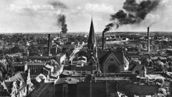 Panorama przedwojennej Łodzi. Południowa strona miasta