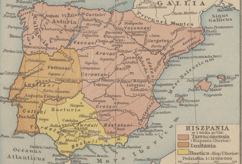 Półwysep Iberyjski pod panowaniem rzymskim (F.W. Putzger/domena publiczna).
