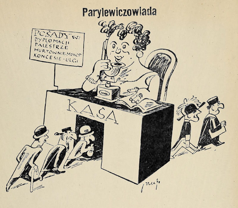 Wanda Parylewiczowa na karykaturze prasowej pisma Orędownik