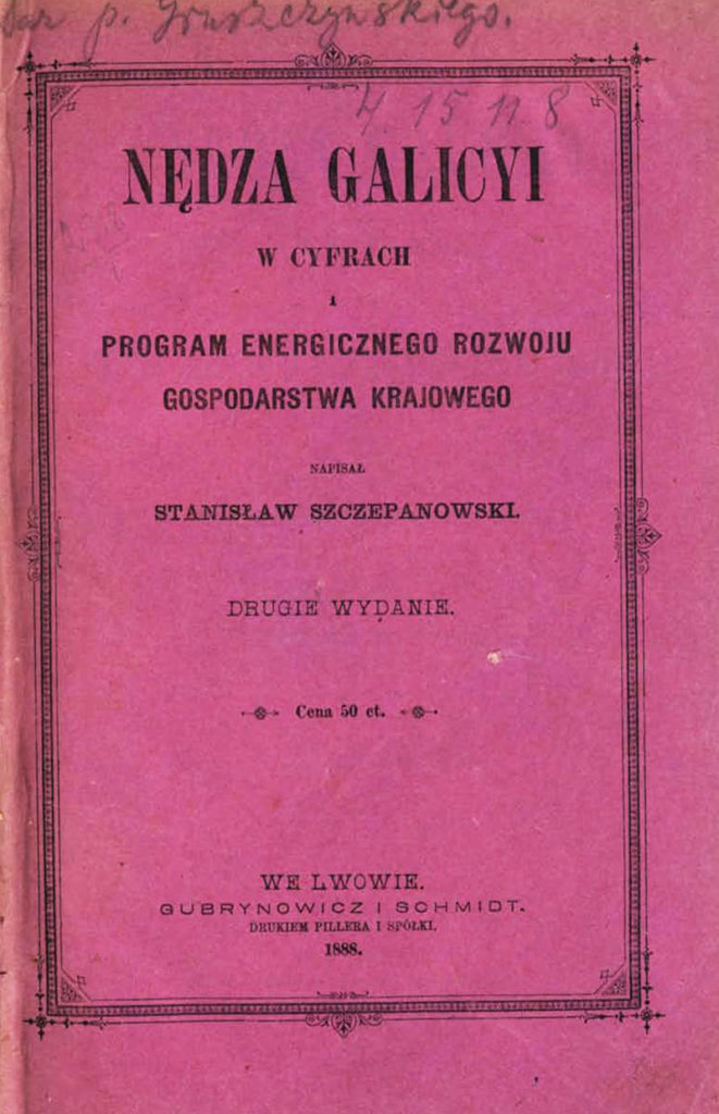 Nędza Galicji w cyfrach. Strona tytułowa drugiego wydania.