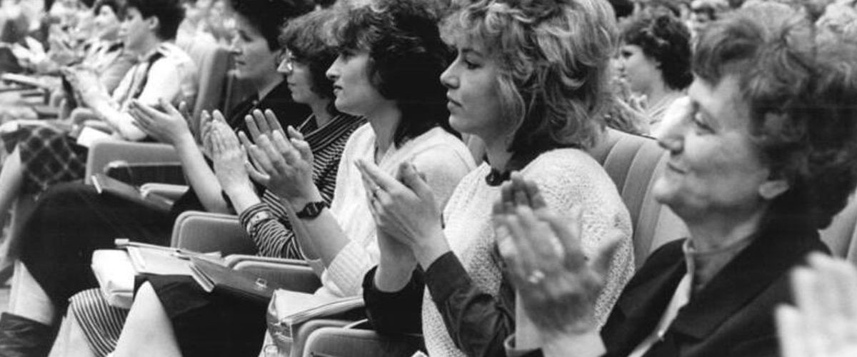 Członkinie wschodnioniemieckiej Demokratycznej Ligii Kobiet. Rok 1987.