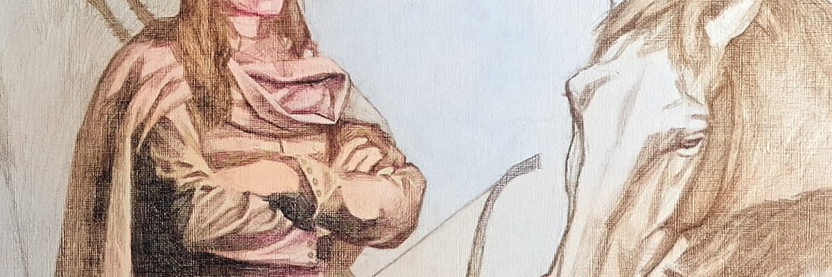 Wojowniczka z Birki. Rekonstrukcja sylwetki wg T. Valeriego (koloryzacja - WH).