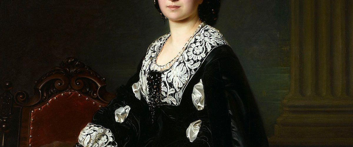 Portret Julii Bock z przywdzianą żałobą narodową.