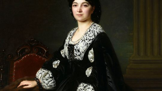 Portret Julii Bock z przywdzianą żałobą narodową.