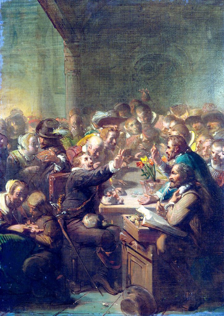 Tulipomania na obrazie Johannesa Hinderikusa Egenbergera (domena publiczna).