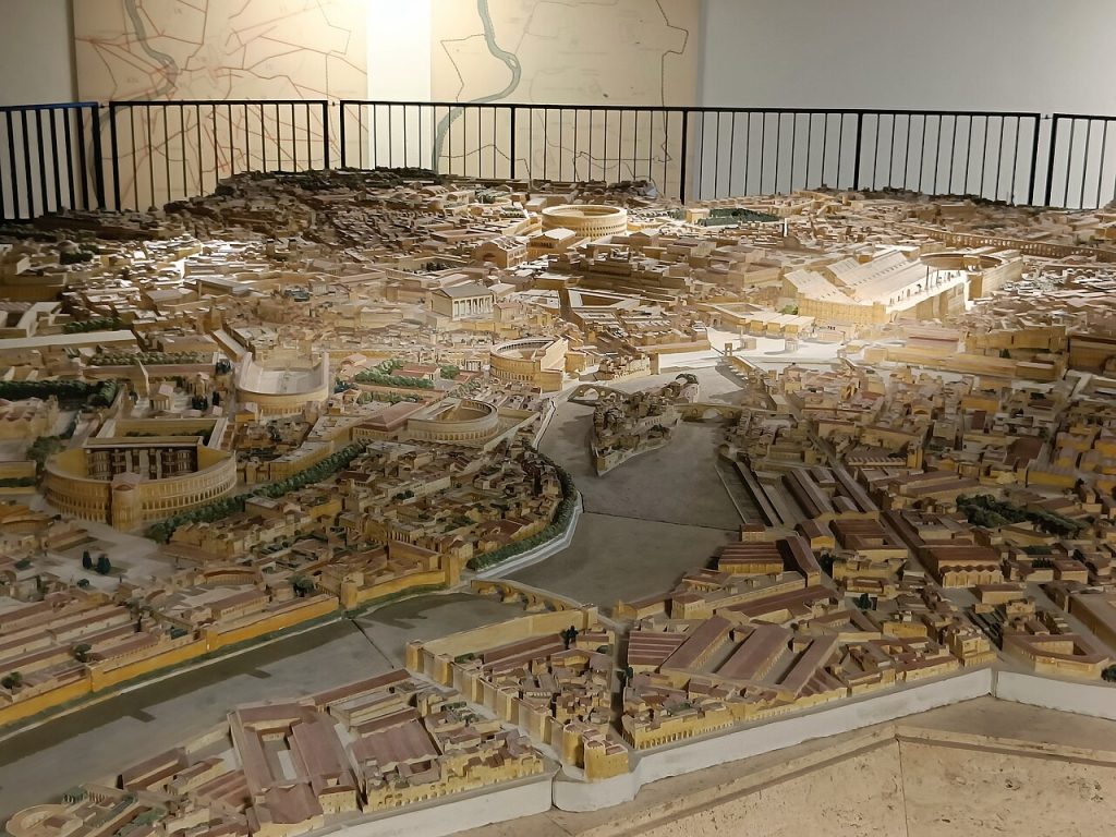 Fragment makiety starożytnego Rzymu, na którym widać centrum Wiecznego Miasta (Karmakolle/CC BY-SA 4.0).
