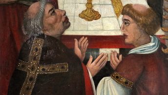 Msza święta na XVI-wiecznym obrazie.