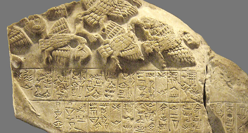 Sępy widziane na nazwanej od nich steli (fot. Eric Gaba, lic. CC-BY-SA 2,5).