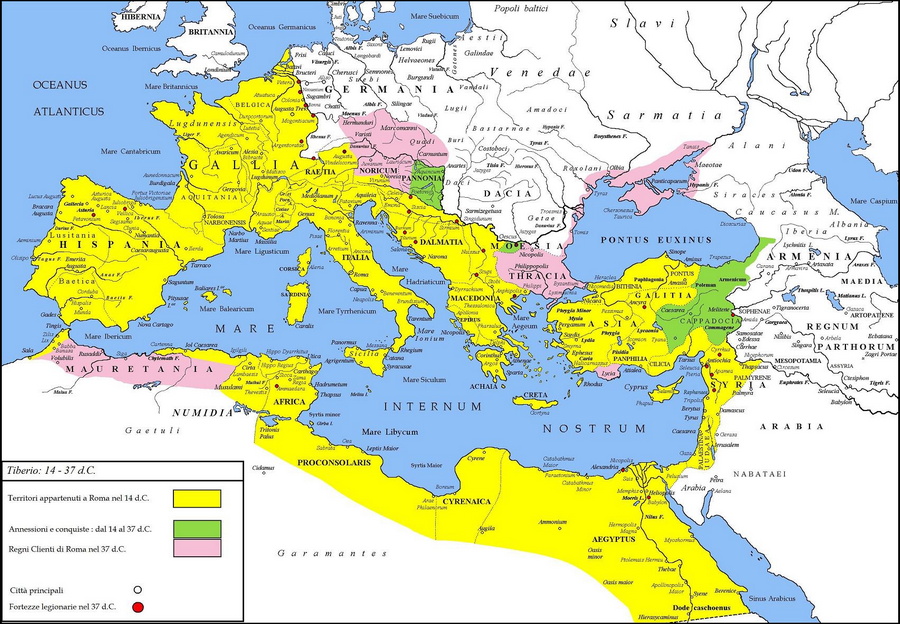 Starożytny Rzym w czasach Tyberiusz (Cristiano64/CC BY-SA 3.0),